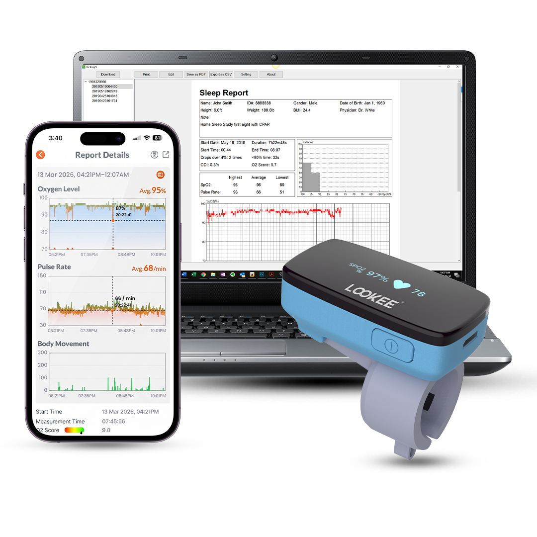 LOOKEE Ring-Pro Sleep Oxygen Monitor with PC & Mobile Apps | Vibration Reminder for Low O2 | Continuous Pulse Oximeter Tracks O2 Level & Heart Rate LOOKEE Ring-Pro Sleep Oxygen Monitor with PC & Mobile Apps | Vibration Reminder for Low O2 | Continuous Pulse Oximeter Tracks O2 Level & Heart Rate