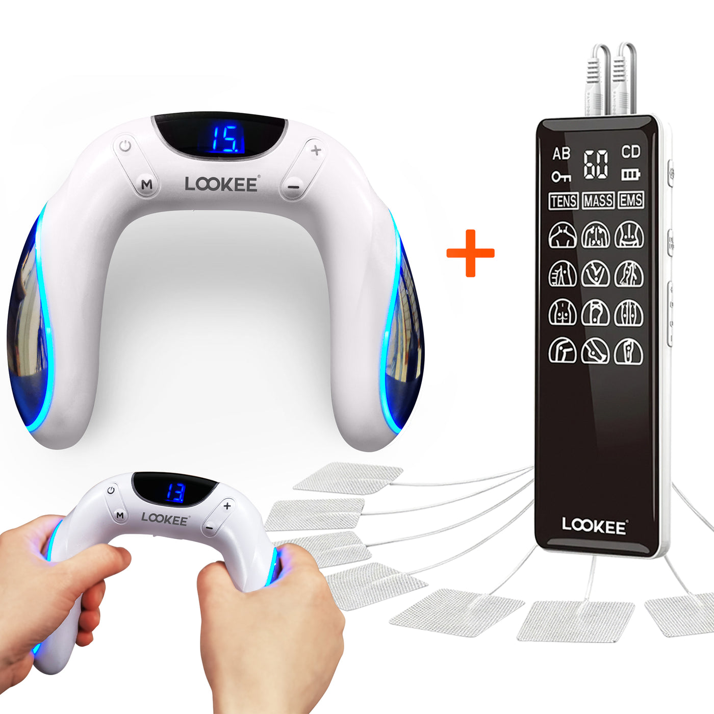 LOOKEE® Muscle Wellness Twin Pack: LOOKEE® A8 Arm Workout EMS Exerciser + LOOKEE® LK113 Premium LED 4-Channel TENS Unit EMS Massage Muscle Stimulator