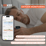 LOOKEE® Ring-Pro Sleep Oxygen Monitor with PC & Mobile Apps | Vibration Reminder for Low O2 | Continuous Pulse Oximeter Tracks O2 Level & Heart Rate