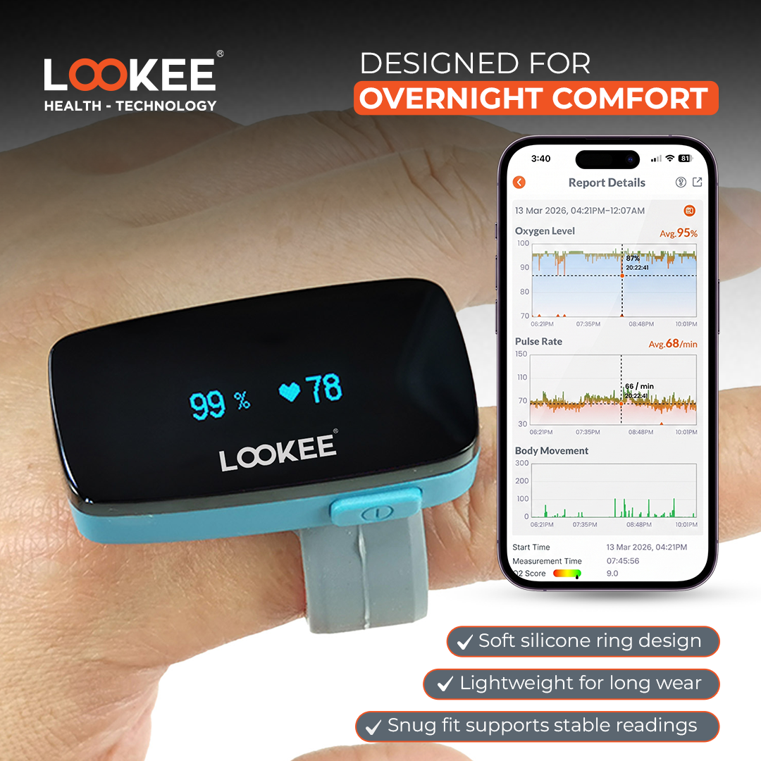 O2 Continuous Tracking Ring LOOKEE® Ring Sleep Oxygen Monitor with Vibration Reminder for Low O2 ...