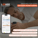 LOOKEE® O2Ring Continuous Ring Oximeter | Overnight Track Oxygen Level & Heart Rate with Vibration Alert on Finger