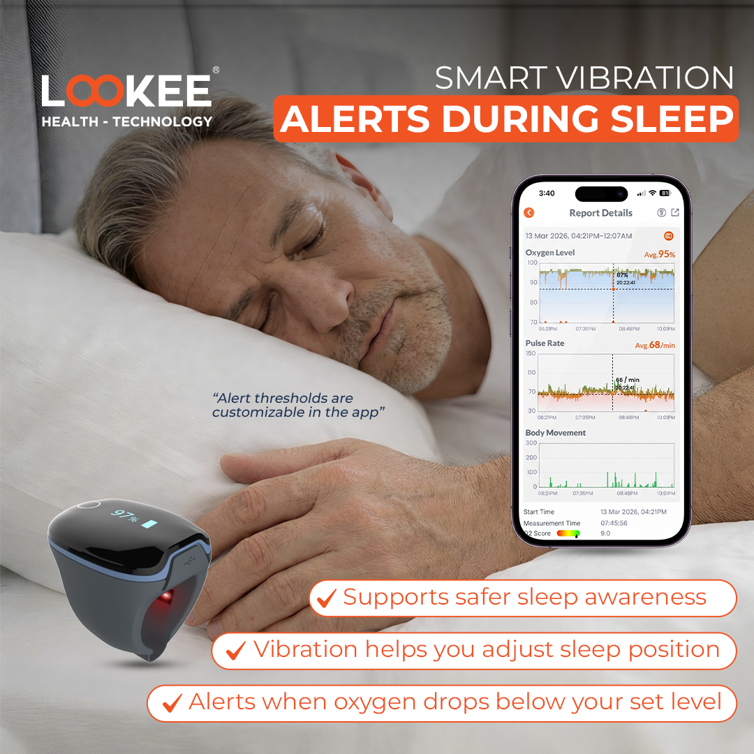 LOOKEE O2Ring Continuous Ring Oximeter | Overnight Track Oxygen Level & Heart Rate with Vibration Alert on Finger LOOKEE O2Ring Continuous Ring Oximeter | Overnight Track Oxygen Level & Heart Rate with Vibration Alert on Finger