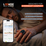 LOOKEE® O2Ring Continuous Ring Oximeter | Overnight Track Oxygen Level & Heart Rate with Vibration Alert on Finger