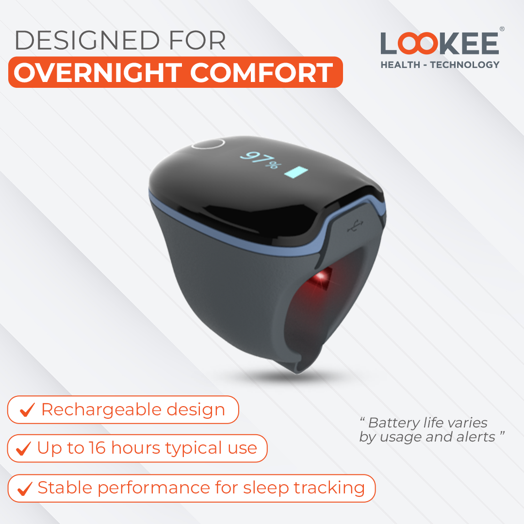 O2 Continuous Tracking Ring LOOKEE® O2Ring Continuous Ring Oximeter | Overnight Track Oxygen Level ...
