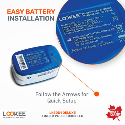 LOOKEE® Finger Pulse Oximeter | Easy Battery Installation