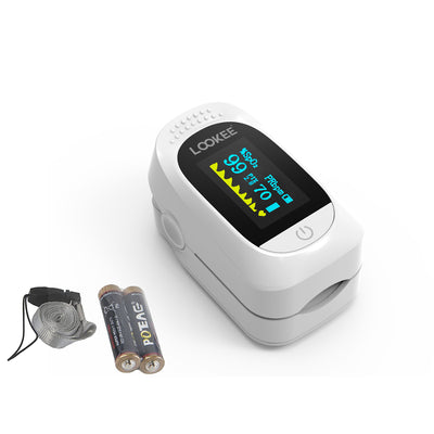 LOOKEE® C101A2 Deluxe Fingertip Pulse Oximeter | Blood Oxygen Saturation Monitor with Plethysmograph and Perfusion Index | Finger SpO2 Tracker