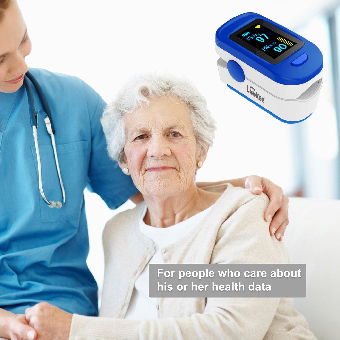 LOOKEE® Fingertip Pulse Oximeter with Plethysmograph