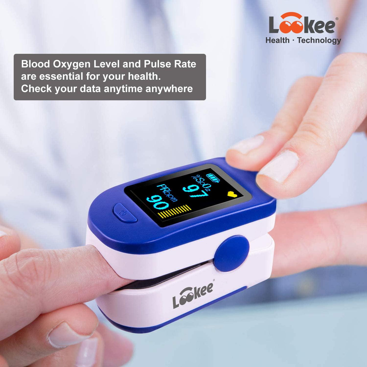 LOOKEE® Fingertip Pulse Oximeter with Plethysmograph