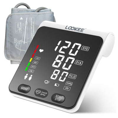 LOOKEE® A2 Premium LED Automatic Upper Arm Blood Pressure Monitor | BP Machine for Home Use | Large Genuine 6.4" LED Panel | Memories for Two Users