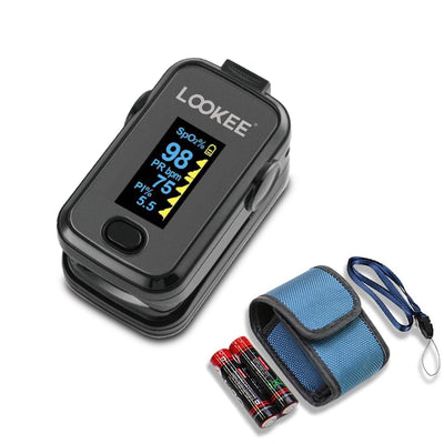 LOOKEE® A310L Premium Fingertip Pulse Oximeter | Finger SpO2 Blood Oxygen Saturation Monitor with Alarm and Perfusion Index | Available in Canada Only