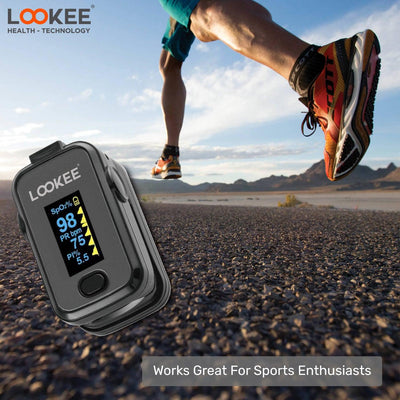 LOOKEE® A310L Premium Fingertip Pulse Oximeter | Finger SpO2 Blood Oxygen Saturation Monitor with Alarm and Perfusion Index | Available in Canada Only