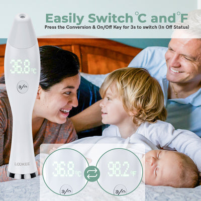 Breeze Infrared Forehead and Ear Thermometer, Touchless or Touch on Forehead | Medical Digital Thermometer with Large Front Facing LED Display