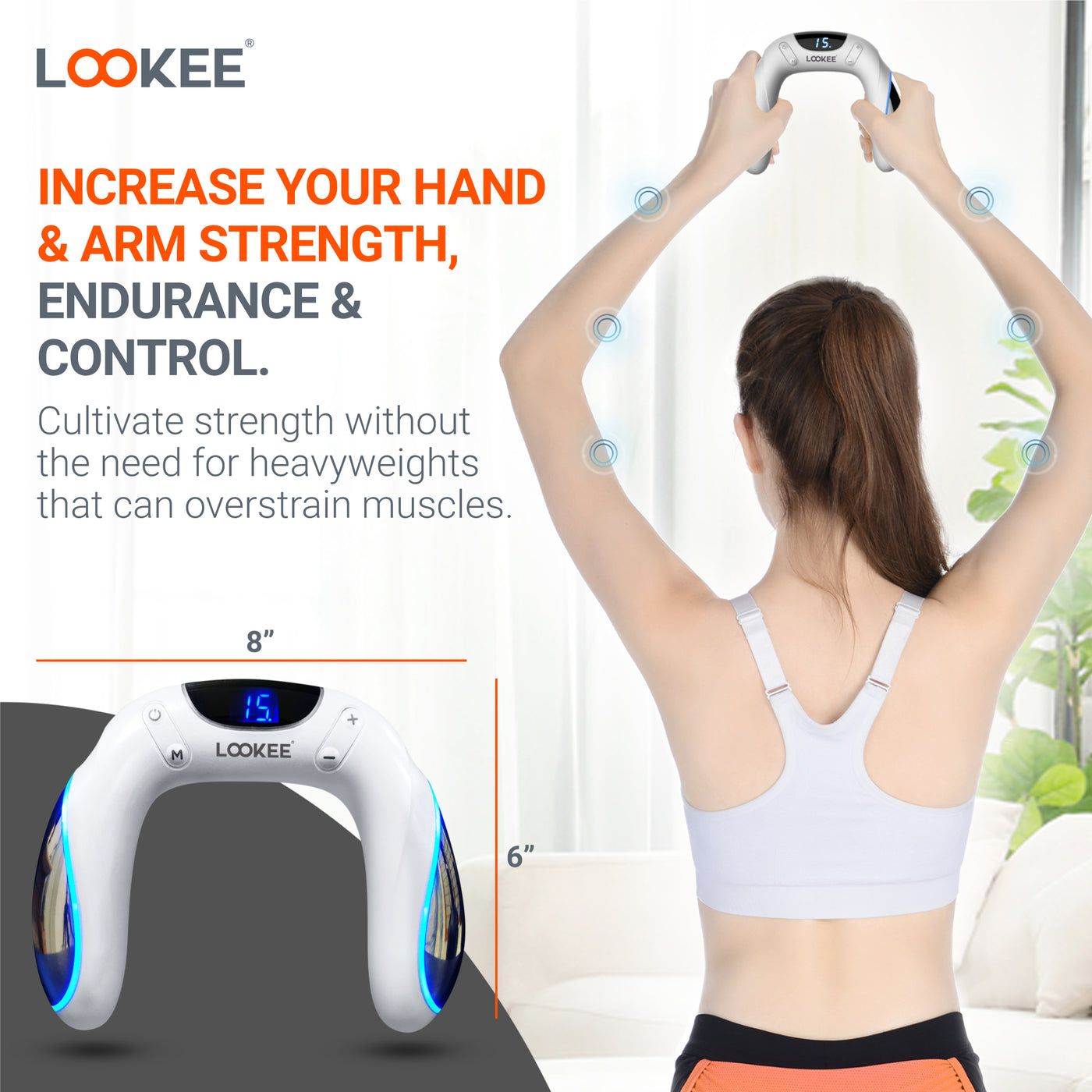 LOOKEE® A8 Arm Workout EMS Exerciser, Electric Muscle Stimulator Trainer Machine for Arms and Hands.