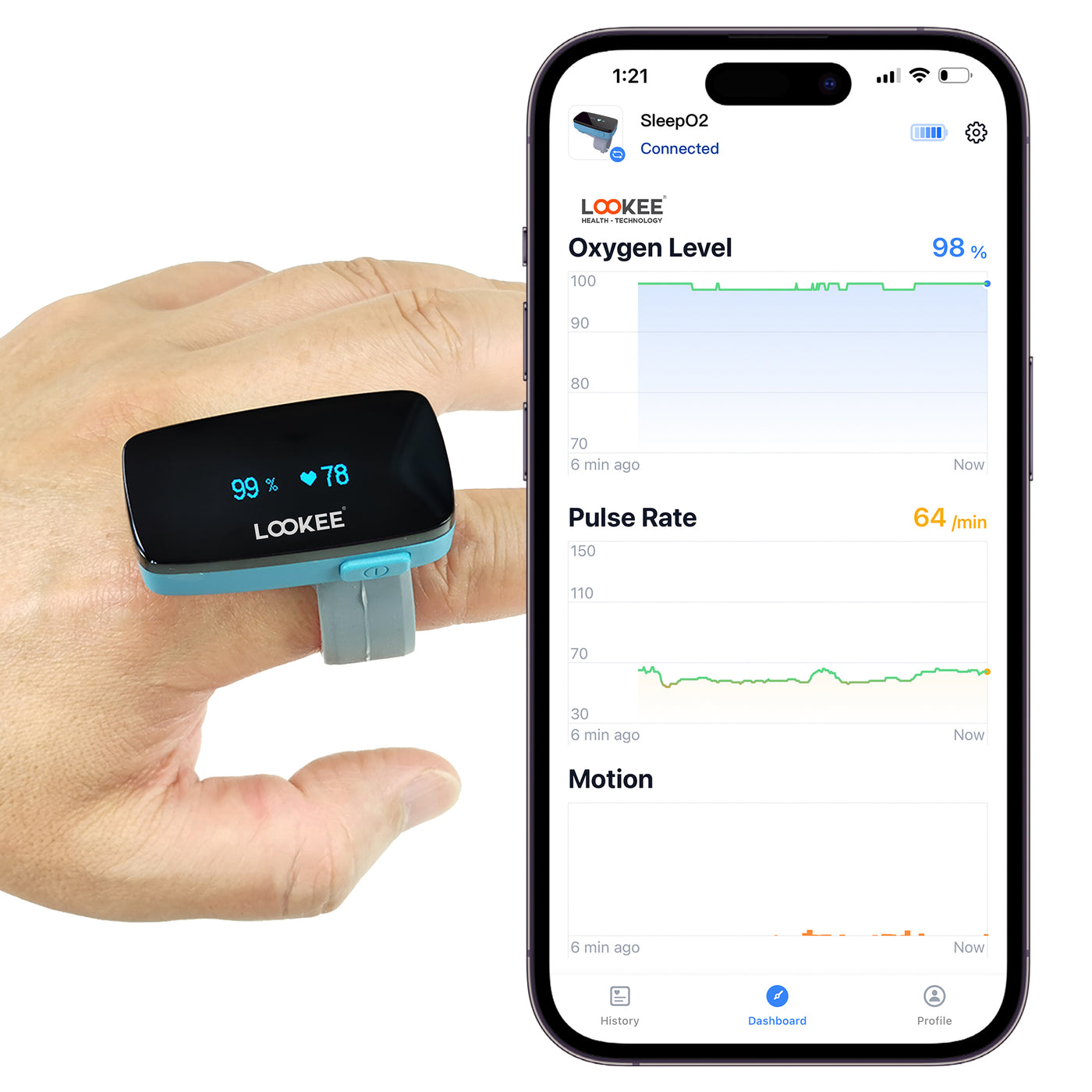 LOOKEE® Ring Sleep Oxygen Monitor with Vibration Reminder for Low O2 | Continuous Ring Pulse Oximeter Tracks Blood Oxygen Level and Heart Rate