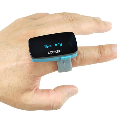 Used, LOOKEE® Ring Oxygen Monitor with Vibration Reminder for Low O2 | Continuous Ring Pulse Oximeter Tracks Blood Oxygen Level and Heart Rate