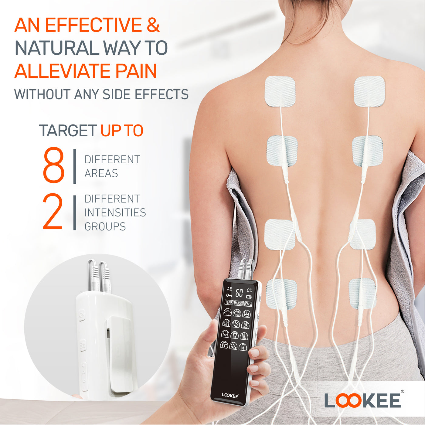 LOOKEE LK113 Premium LED 4-Channel Tens Unit EMS Massage Muscle Stimulator for Pain Relief Therapy | Electric Pulse Massager