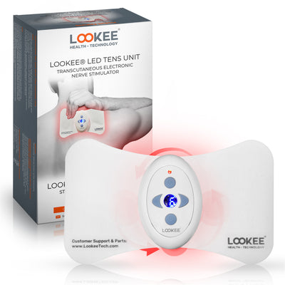 LOOKEE® LED TENS Unit Muscle Stimulator With Red LED Light Therapy for Pain Relief, TENS Machine and EMS Electronic Pulse Massager