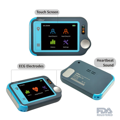 Lookee® Personal ECG / EKG Heart Monitor | Color Touch Screen | Cable or Cable Free Recording in 30s/60s/5Min | Detect Heart Abnormalities On The Go - Lookee Tech