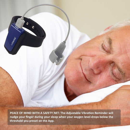 LOOKEE Wrist Sleep Oxygen Monitor with Vibration Alarm for Sleep Events &  Low O2 | Overnight Pulse Oximeter Tracks Blood Oxygen Level and Heart Rate