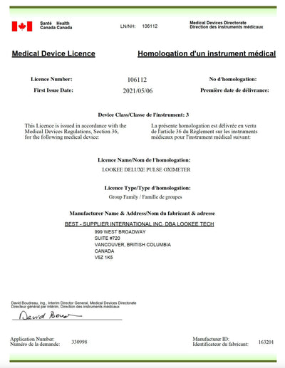 LOOKEE® LK50D1A Deluxe Finger Pulse Oximeter | Blood Oxygen Saturation Monitor with Auto-Rotate Screen | Available in Canada Only