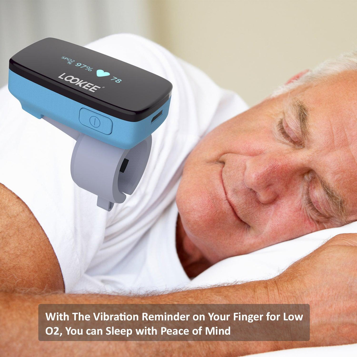 O2 Continuous Tracking Ring LOOKEE® Ring Sleep Oxygen Monitor with Vibration Reminder for Low O2 ...
