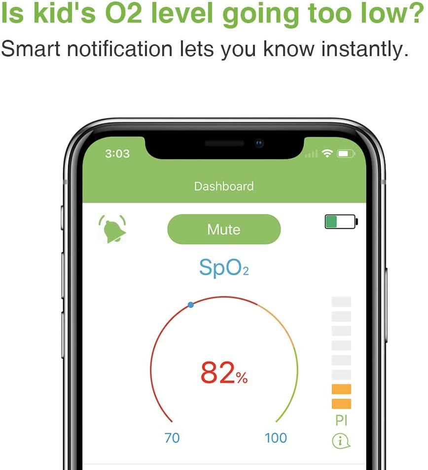 LOOKEE® Smart KidsO2™ Sleep & Activity Oxygen Monitor with Audio Alarm ...