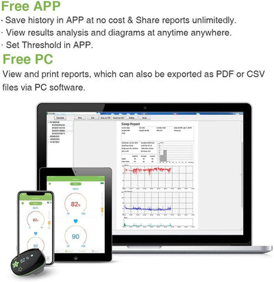 Sleep Oxygen Monitor for Kids with free Mobile and PC App